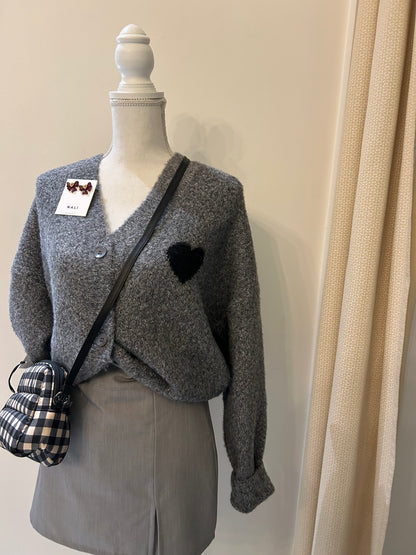 Cardigan Grigio Cuore