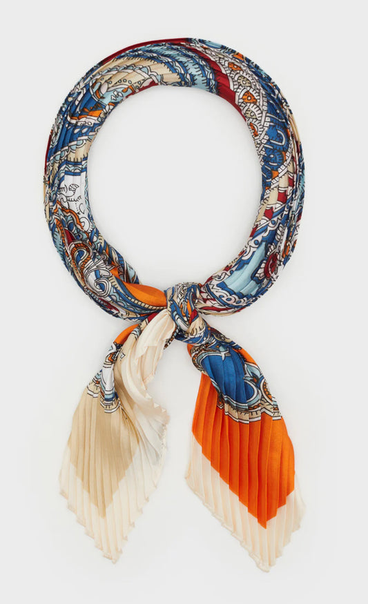 Foulard Plissè Blu e Arancio