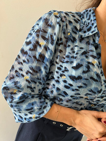 Blusa Leopard azzurra