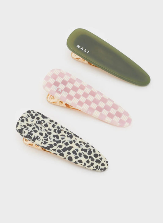 Set fermagli verde/ rosa